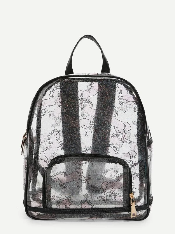 mochila transparente unicornio