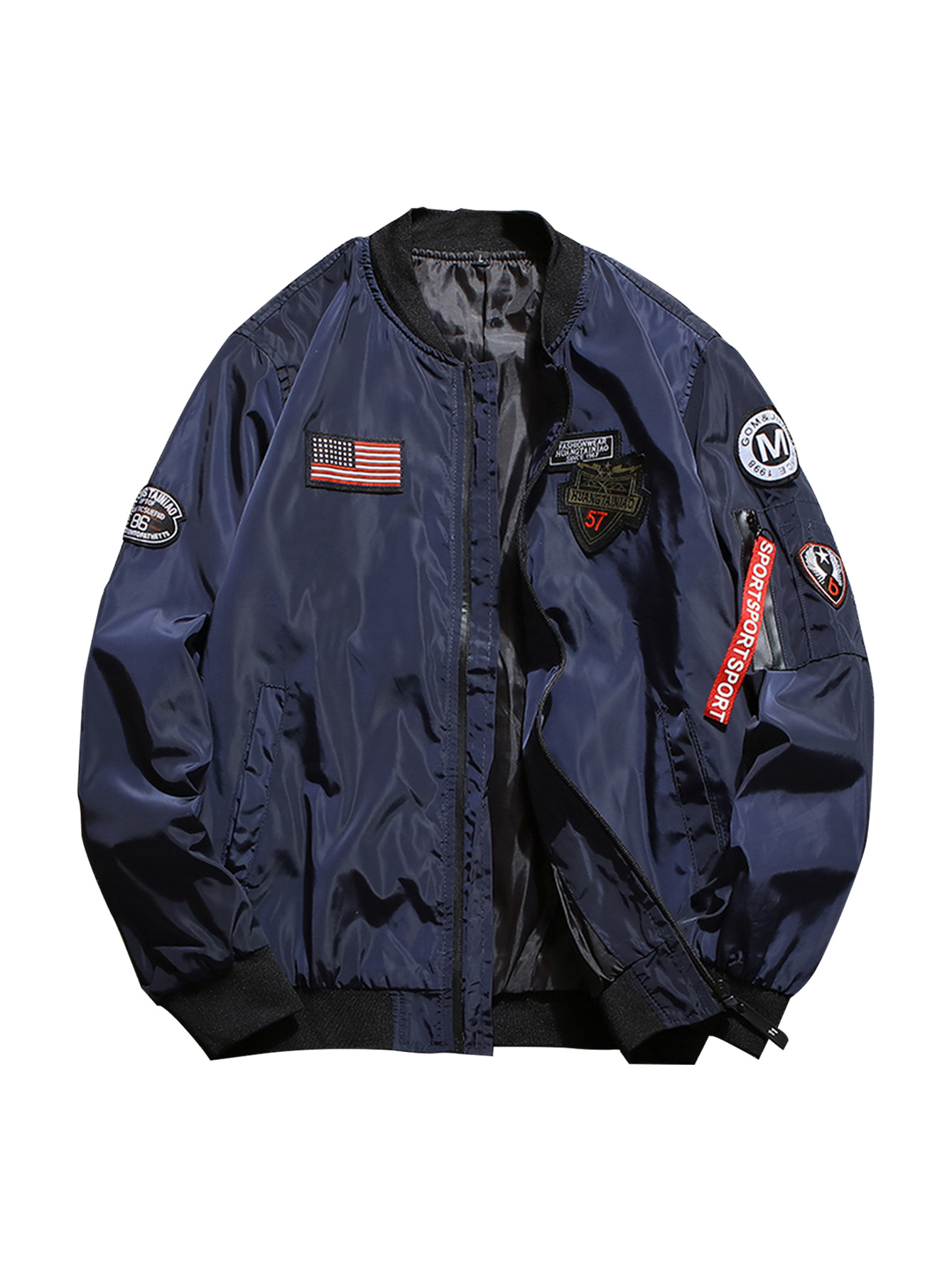 patched zip decoration patched jacket shein sheinside patched zip decoration patched jacket shein sheinside