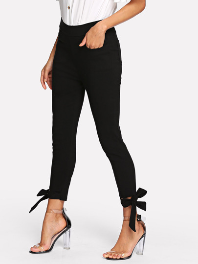 Pantalones ajustados con lazo en los tobillos | Mode de Mujer | SHEIN España