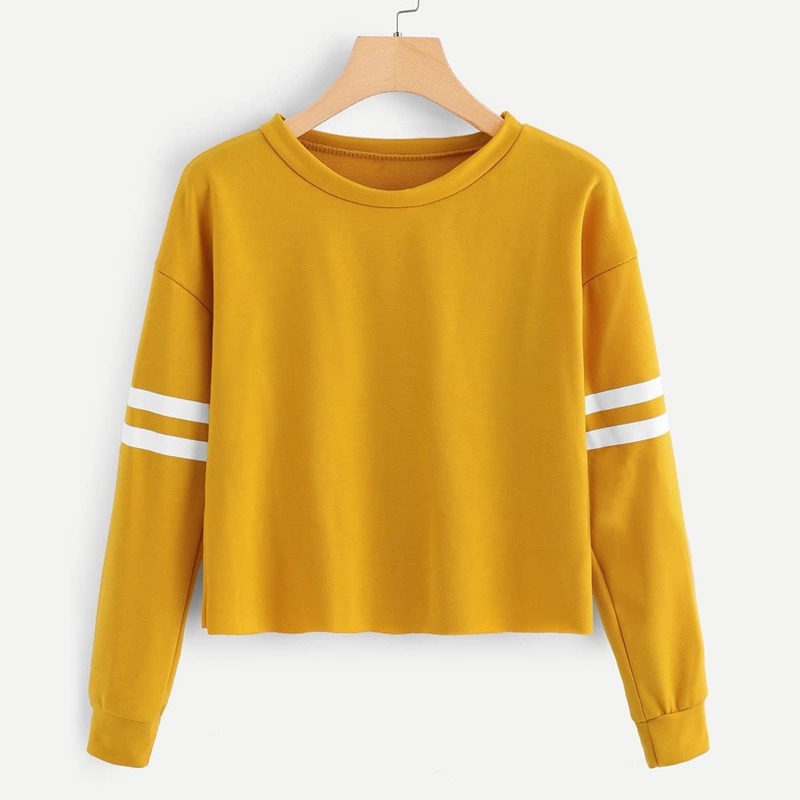 

Contrast Striped Sweatshirt, Yellow