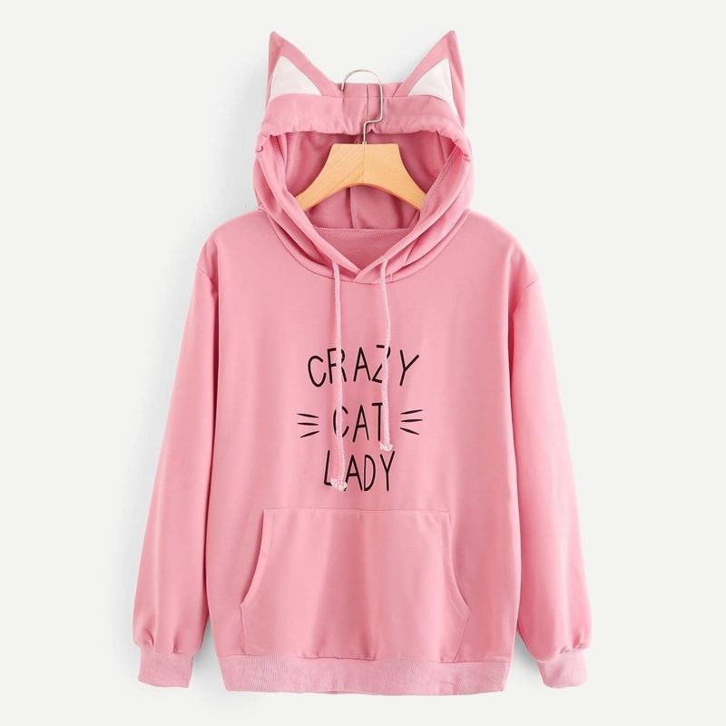 

Letter Graphic Hooded Sweatshirt, Pink