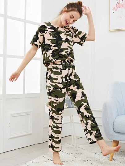 Camo Print Pajama Set Camo Print Pajama Set