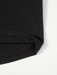 SHEIN Camiseta De Media Edad Para Niñas Con Mangas Raglán Y Estampado Floral - Negro - Ver 4