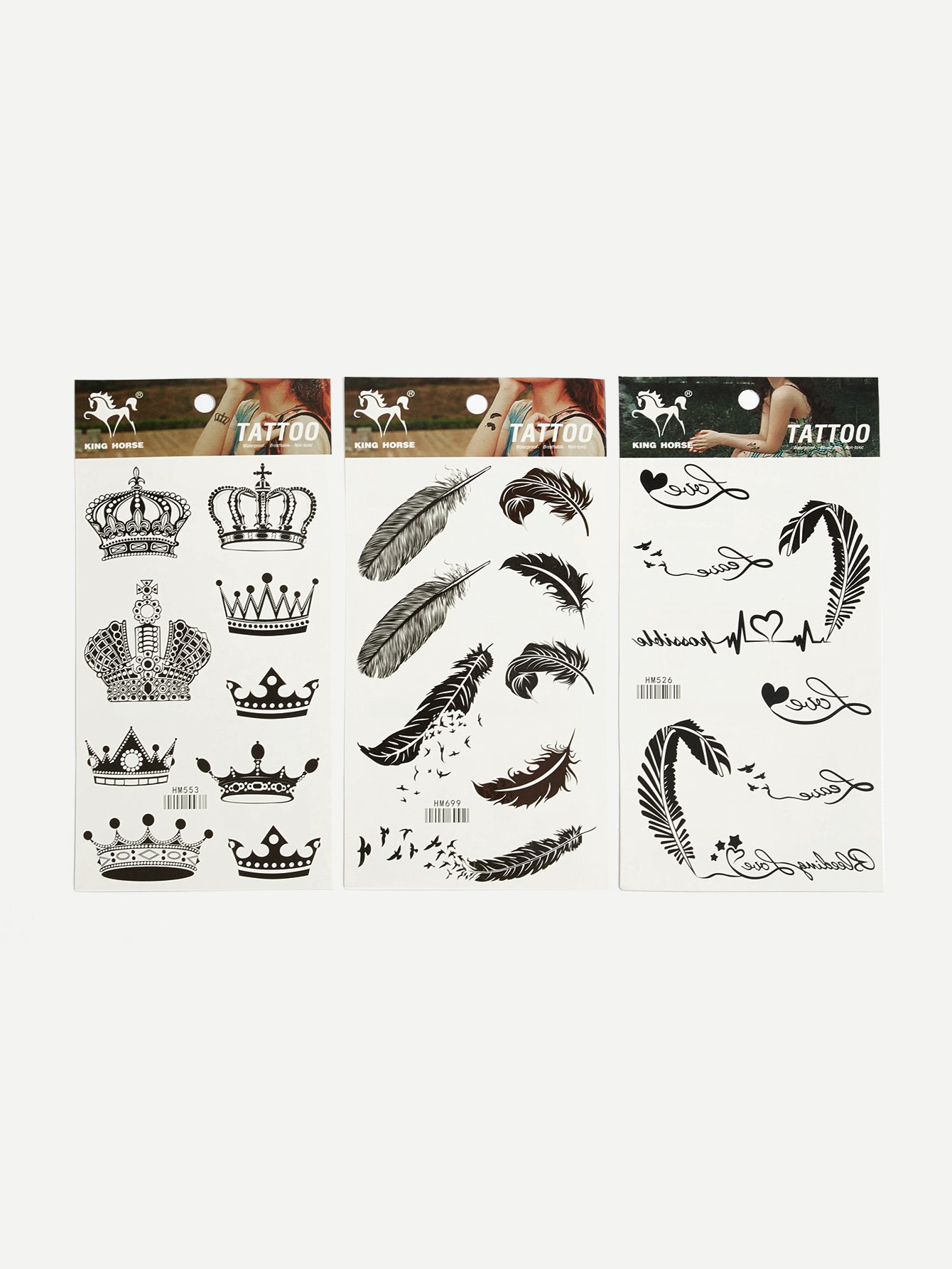 تاج وشم ريشة ملصق 3pcs شي إن