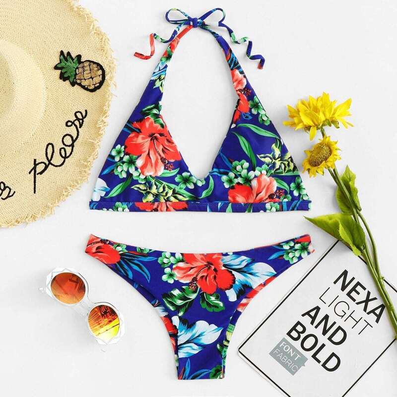 

Flower Print Bikini Set, Multicolor