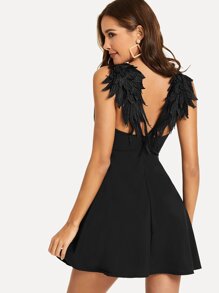 Contrast Wing Back Cami Dress