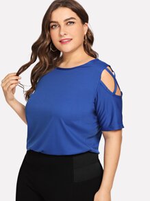 Plus Open Shoulder Solid Tee