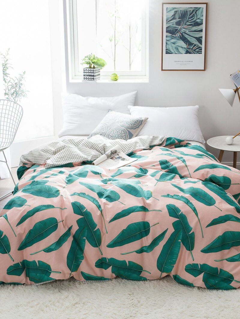 

Leaf Print Duvet Cover 1PC, Multicolor