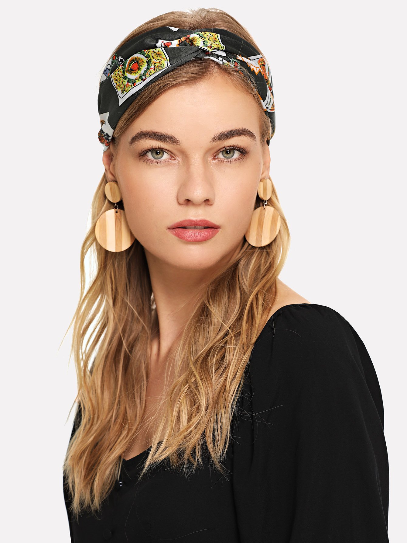 mixed print twist headband