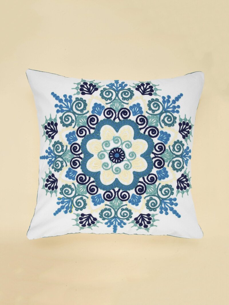 

Flower & embroidery Print Pillowcase Cover 1PC, Multicolor