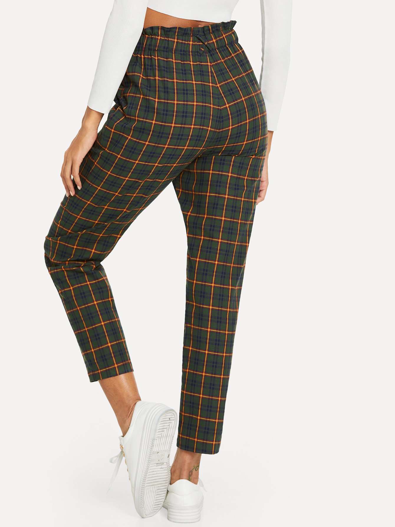 Pantalones de cuadros con cremallera SHEIN ES