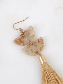 NAIZHU 1pair Simple Tassel Acrylic Earrings For Women - Apricot - View 2