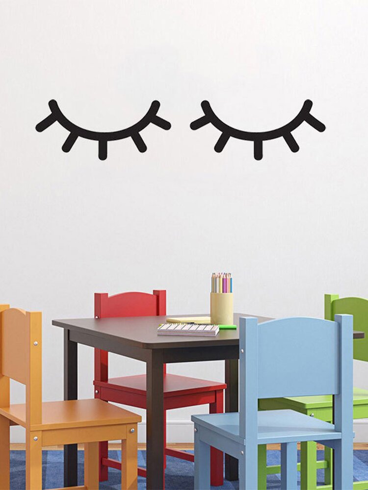Decal dán tường in hình mắt, decal dán tường nghệ thuật tự dính màu đen đơn giản để trang trí nhà cửa - màu đen - Xem 2