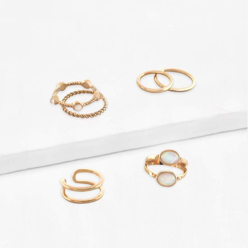 

Multi Shaped Earrings Set 6pcs, Gold