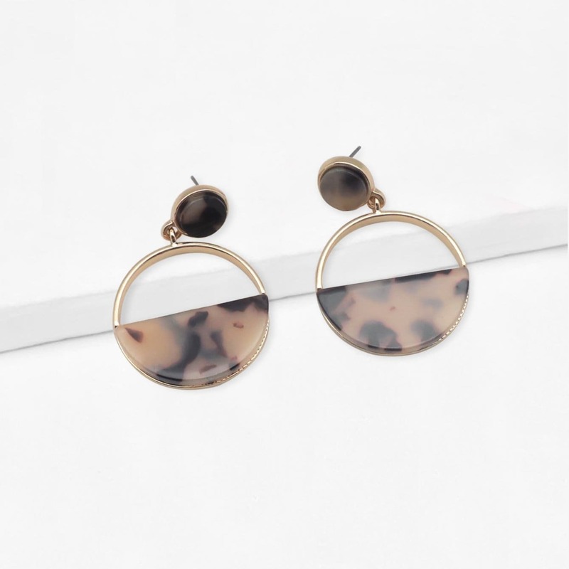 

Cut Out Drop Earrings, Brown