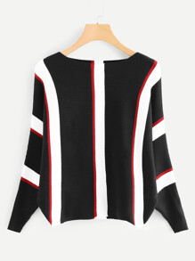 Batwing Sleeve Striped Jumper