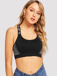 Letter Tape Straps Sports Bra