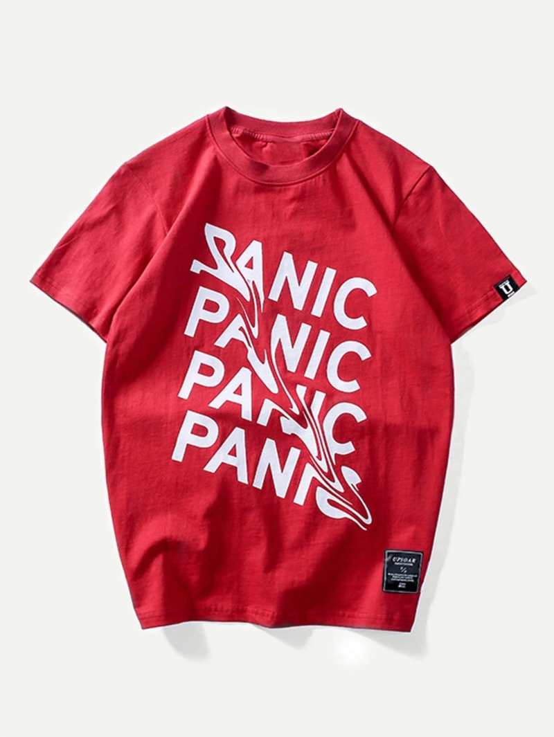 

Men Letter Print Tee, Red