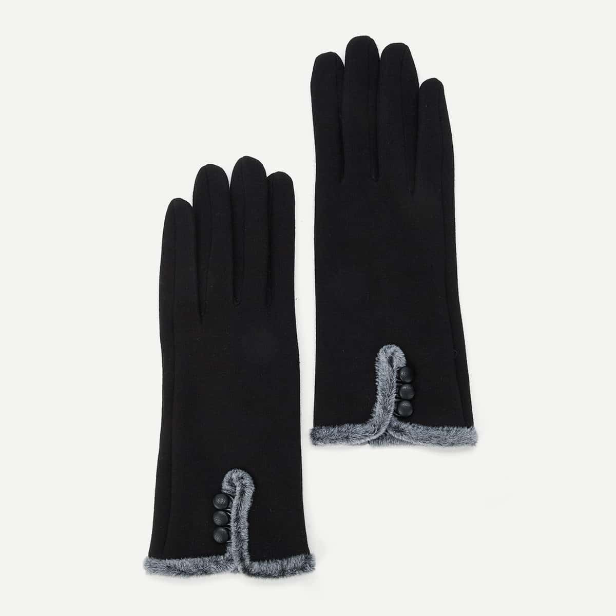 

Button Gloves, Black