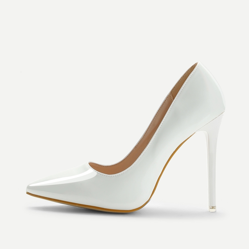 

Point Toe Stiletto Court Heels, White