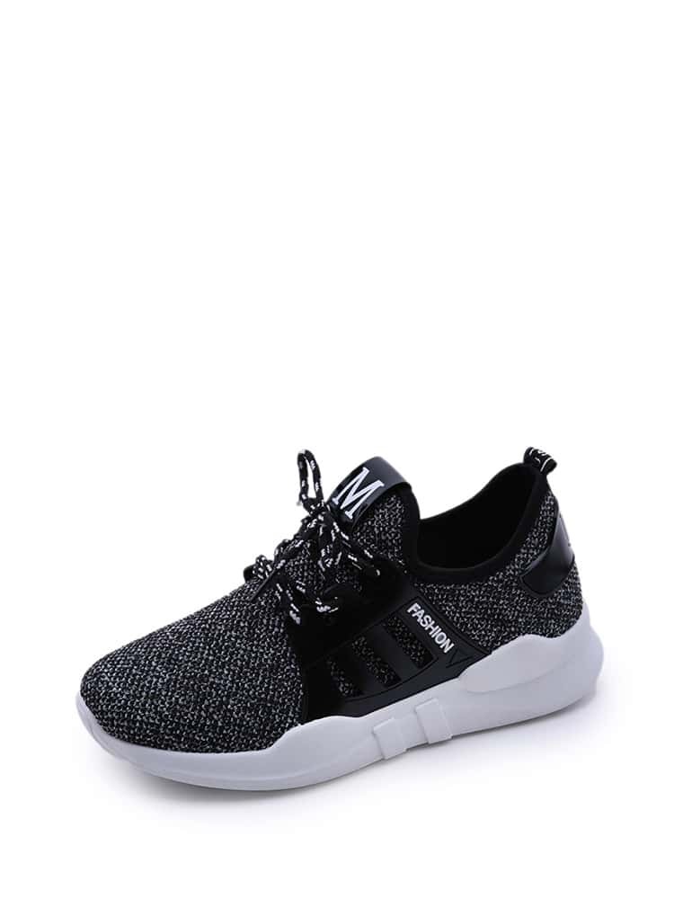

Lace Up Knit Sneakers, Black