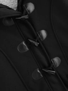 Abrigo con dos bolsillos con broche de cuerno - Negro - Ver 3