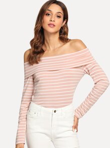 Striped Off The Shoulder Tee