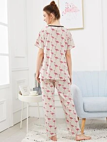 Conjunto de pijama con estampado de flamenco - Multicolor - Ver 2