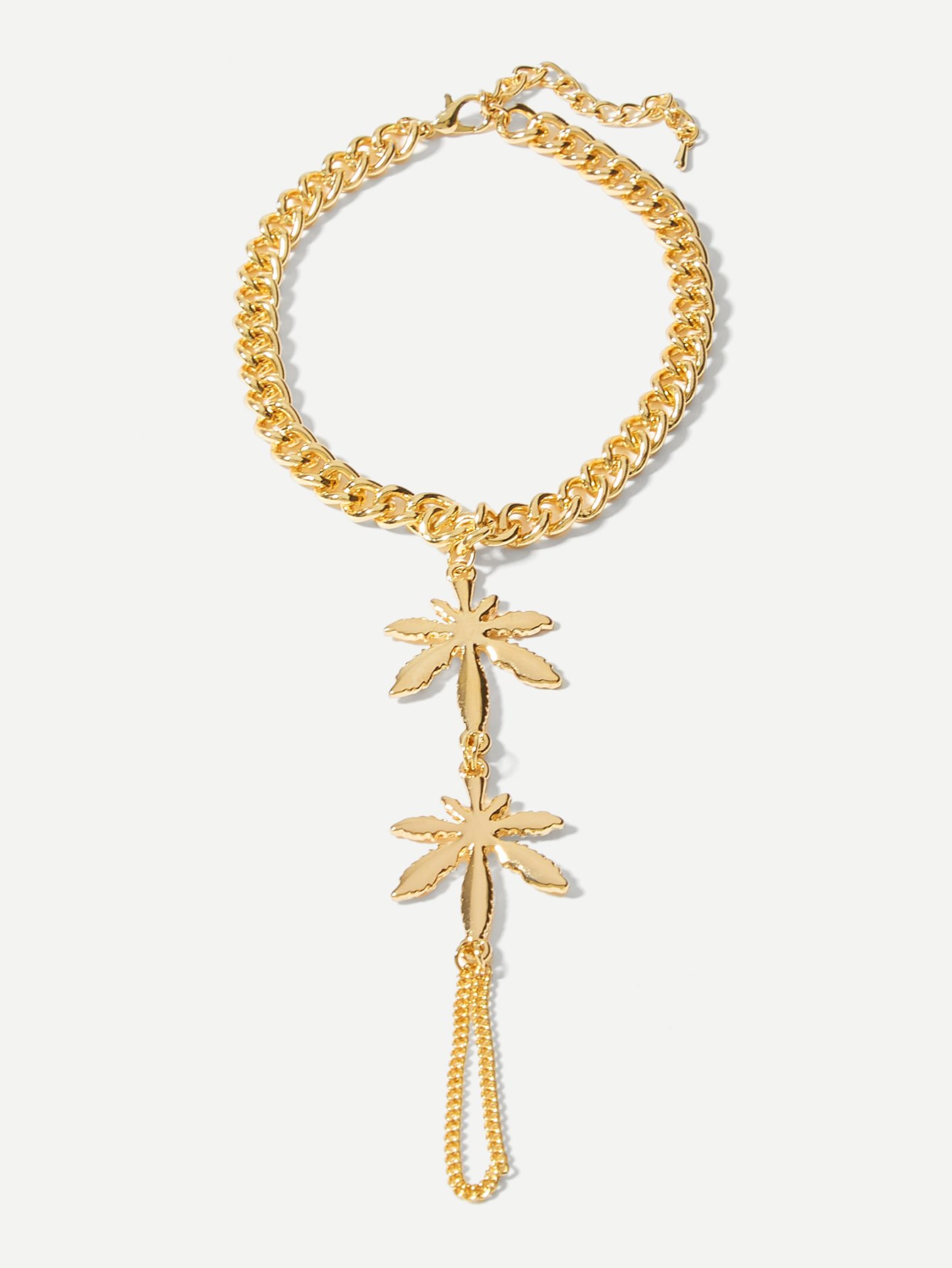 Leaf Charm Chain Bracelet metal leaf charm chain bracelet shein sheinside Leaf Charm Chain Bracelet metal leaf charm chain bracelet shein sheinside