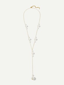 Faux Pearl Detail Lariats Necklace