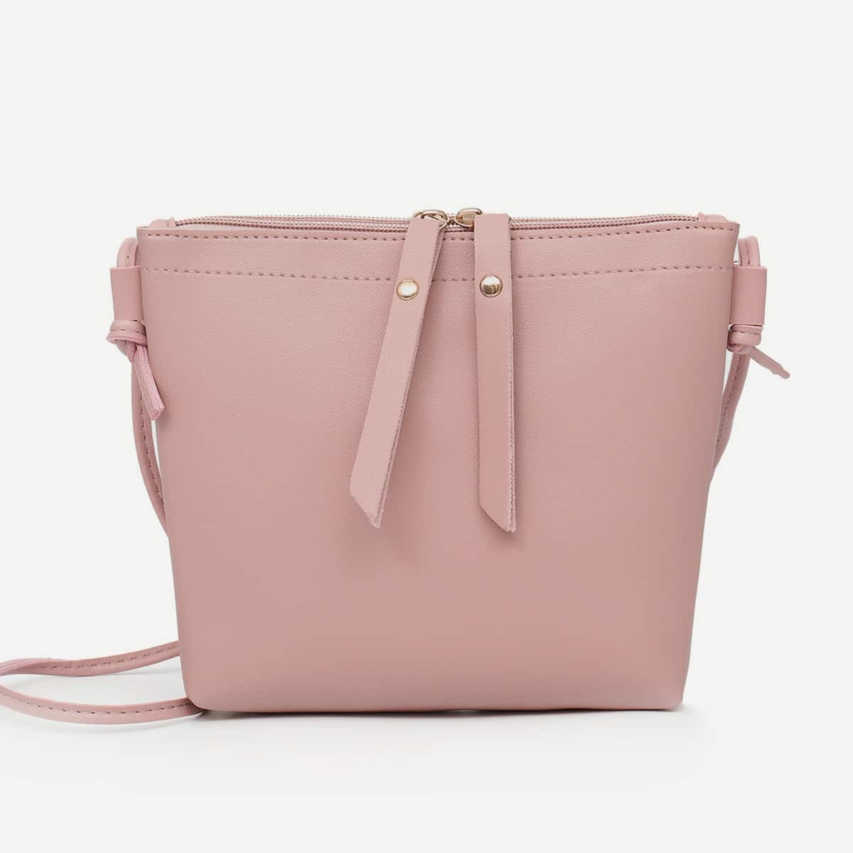

Double Zip PU Bag, Dusty pink