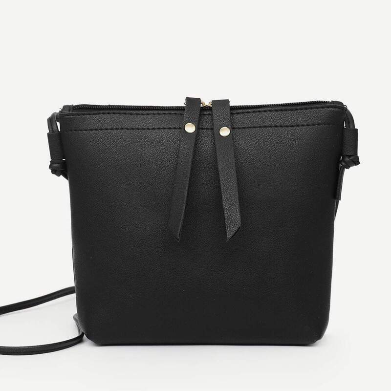 

Double Zip PU Bag, Black