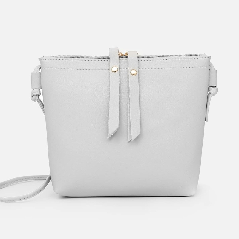 

Double Zip PU Bag, Light grey