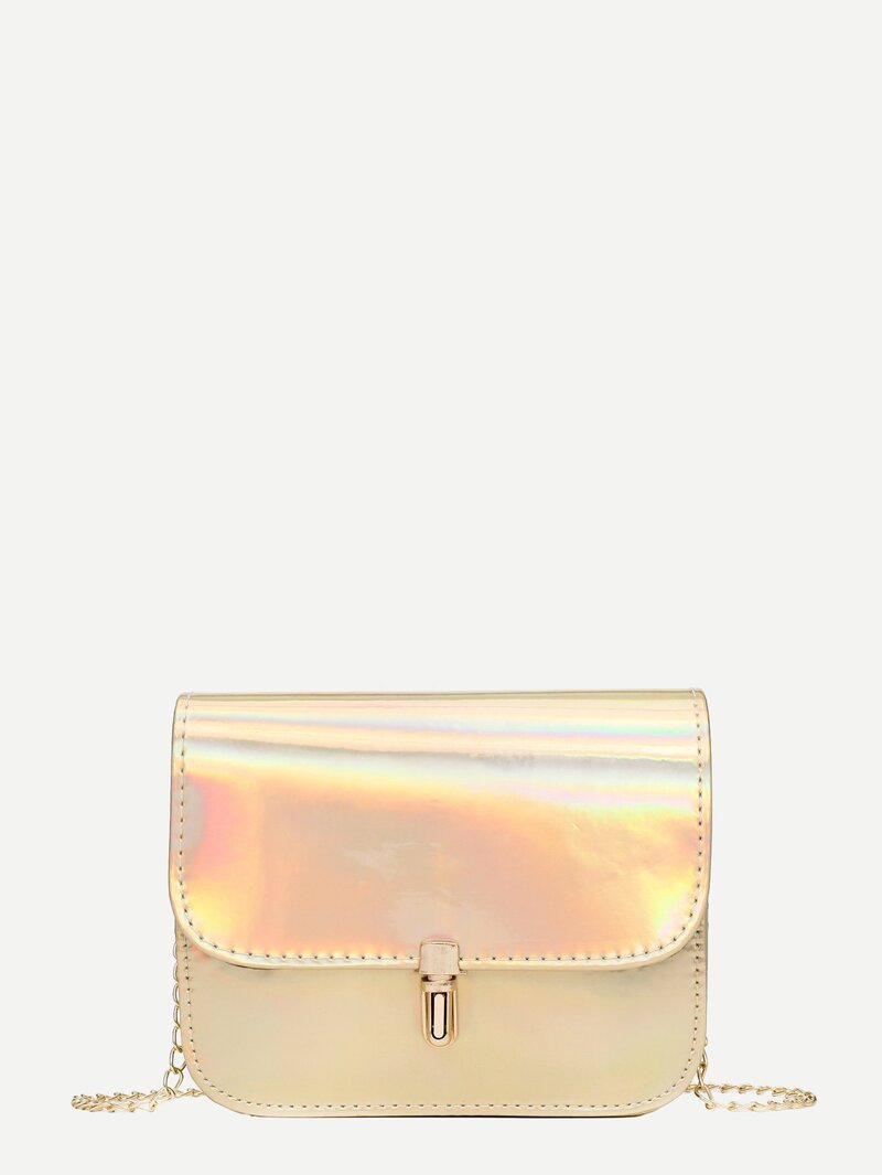 

Push Lock Detail Chain Bag, Gold