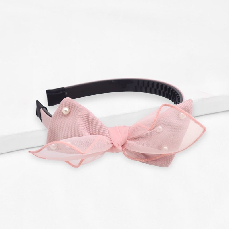

Faux Pearl Decor Bow Headband, Pink