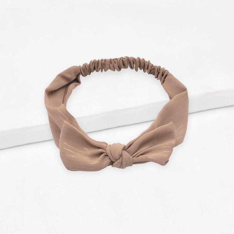 

Bow Knot Striped Headband, Brown