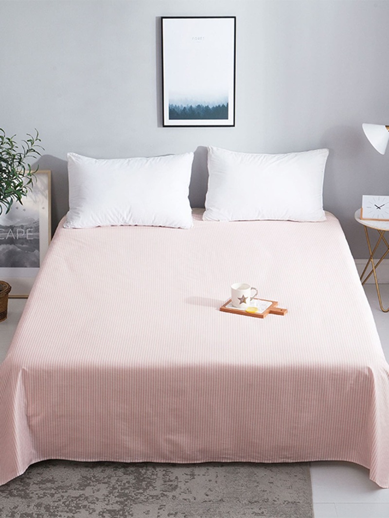 

Striped Print Flat Sheet 1PC, Pink