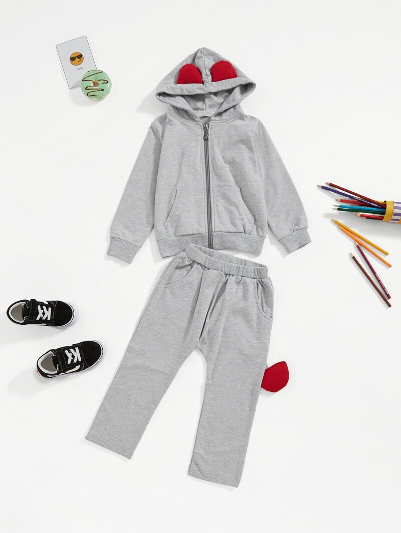 

Boys Hooded Jacket With Pants, Grey