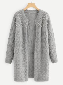 Open Front Beaded Sweater