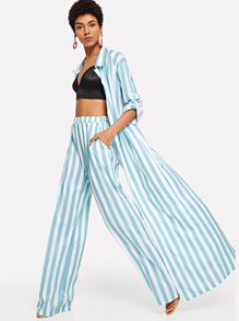 Striped Longline Coat & Pants