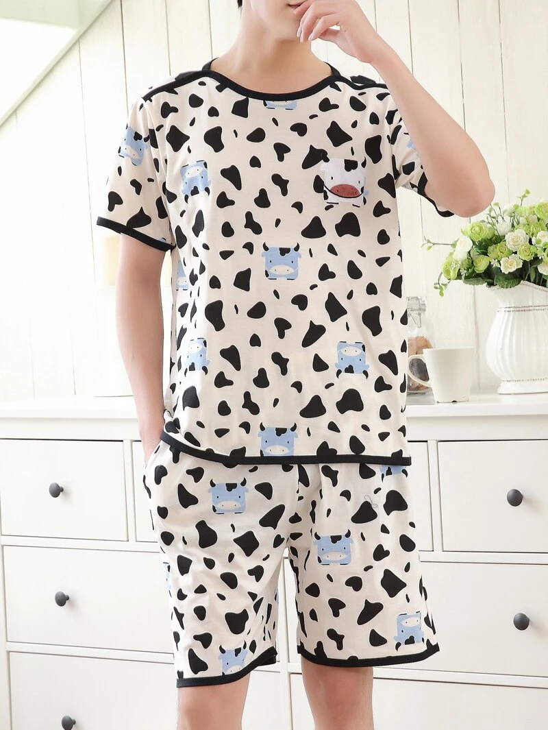 Print Pajama Cow Pajama Set Men Cow Set Men Print vO7qwn