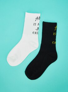 Letter Print Socks 2pairs