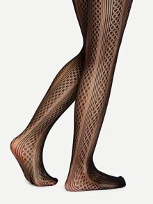 Geometric Pattern Tights - Clear - View 5