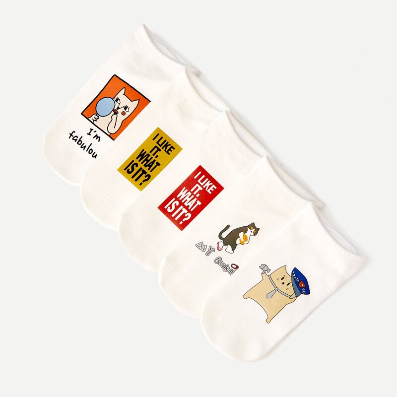 

Cartoon Print Socks 5pairs, Multicolor