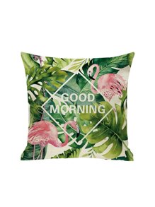 Flamingo & Tropical Print Pillowcase Cover 1pc