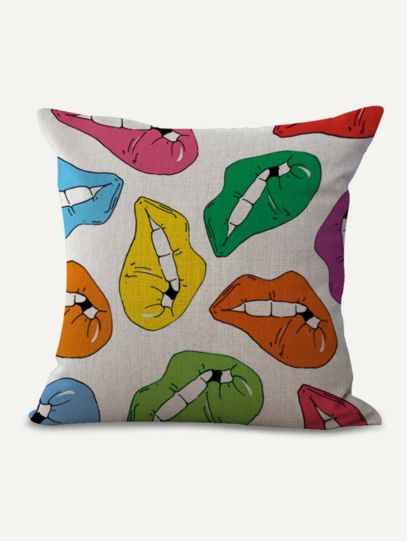 

Lips Print Pillowcase Cover 1pc, Multicolor