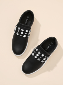 Rhinestone Detail Slip On Sneakers