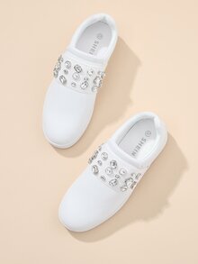 Rhinestone Detail Slip On Sneakers
