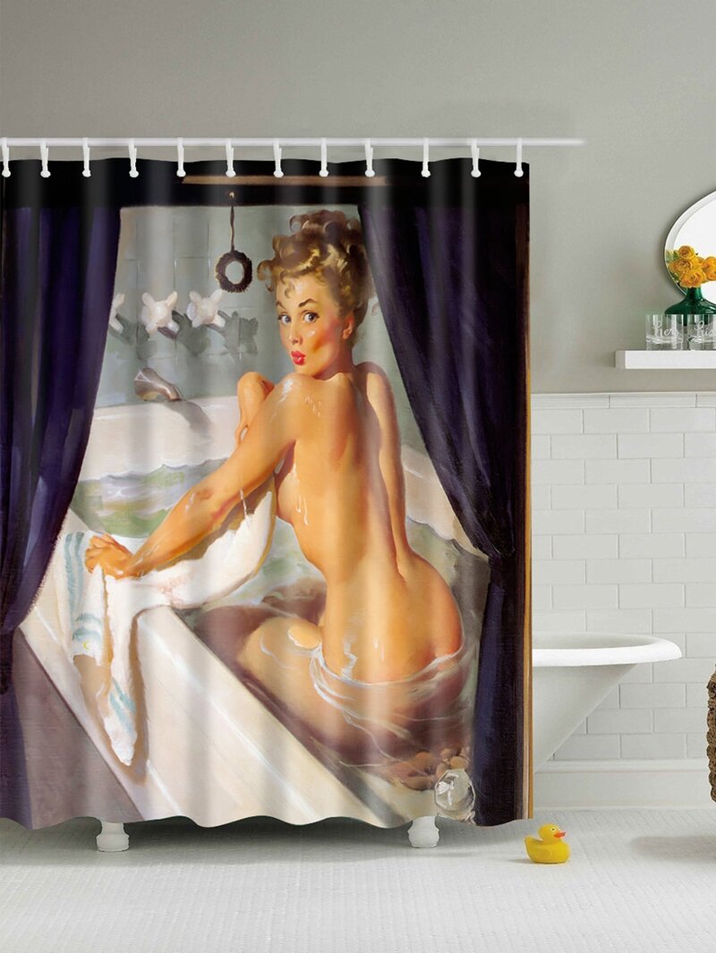 

Beauty Print Shower Curtain With 12pcs Hook, Multicolor