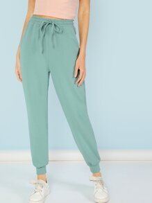 Drawstring Waist Skinny Sweatpants